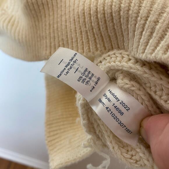 MARINE LAYER Skylar Turtleneck Sweater Ivory Cotton Wool Blend Size Large - Picture 7 of 9